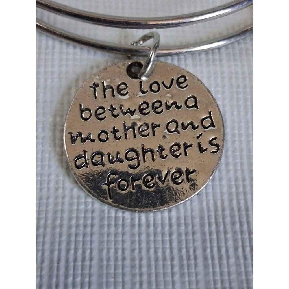 Alex and Ani Silver Toned Expandable Mother Daughter Bond Charm Bangle Bracelet